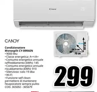 MediaWorld CANDY Condizionatore Monosplit CY-09RAIN offerta