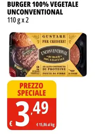 Tigros Burger 100% vegetale UNCONVENTIONAL offerta