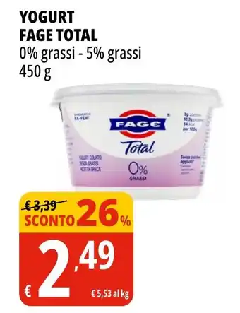 Tigros Yogurt FAGE TOTAL offerta