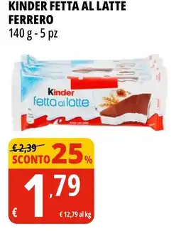 Tigros Kinder fetta al latte FERRERO offerta