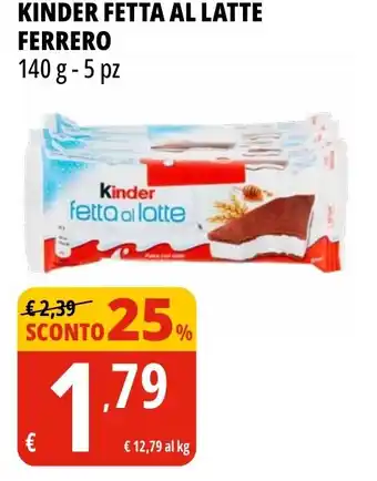 Tigros Kinder fetta al latte FERRERO offerta