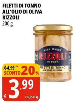 Tigros Filetti di tonno all'olio di oliva RIZZOLI offerta