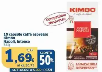 Sigma 10 capsule caffè espresso kimbo napoli, intenso offerta