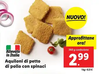 Lidl Aquiloni di petto di pollo con spinaci offerta