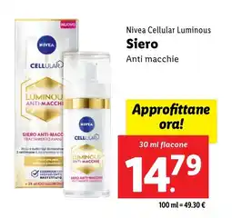 Lidl Nivea Cellular Luminous Siero offerta