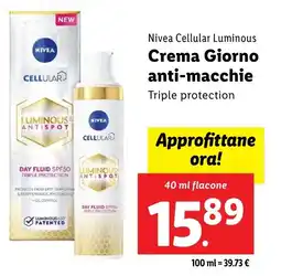 Lidl Nivea Cellular Luminous Crema Giorno anti-macchie offerta