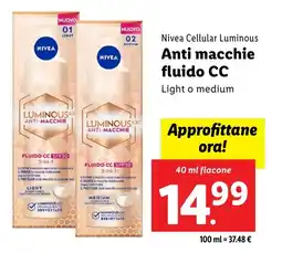 Lidl Nivea Cellular Luminous Anti macchie fluido CC offerta