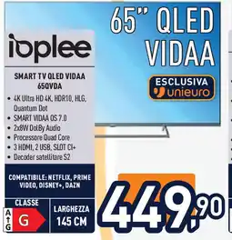 Unieuro ioplee SMART TV QLED VIDAA 65QVDA offerta