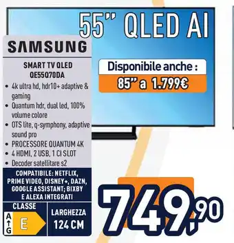 Unieuro SAMSUNG SMART TV QLED QE55Q70DA offerta