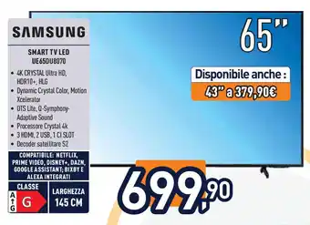 Unieuro SAMSUNG SMART TV LED UE65DU8070 offerta