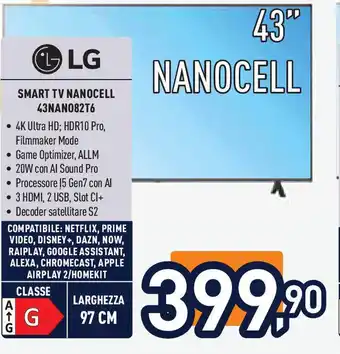 Unieuro LG SMART TV NANOCELL 43NAN082T6 offerta