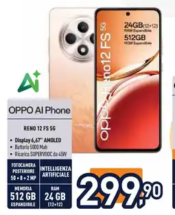 Unieuro OPPO AI Phone RENO 12 FS 5G offerta