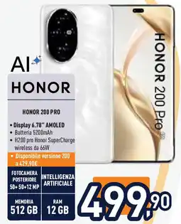 Unieuro HONOR 200 pro offerta