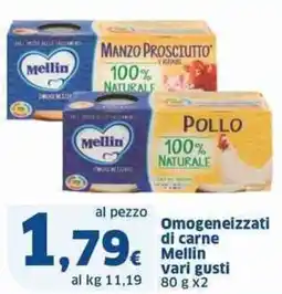 Sigma Omogeneizzati di carne mellin vari gusti offerta