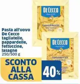 Sigma Pasta all'uovo de cecco tagliatelle, pappardelle, fettuccine, lasagne offerta