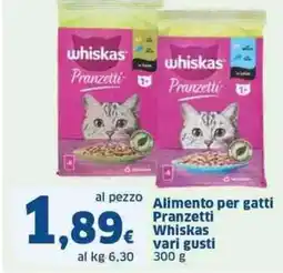 Sigma Alimento per gatti pranzetti whiskas vari gusti offerta