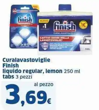 Sigma Curalavastoviglie finish liquido regular, lemon tabs 3 pezzi offerta