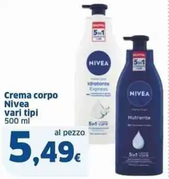 Sigma Crema corpo nivea vari tipi offerta