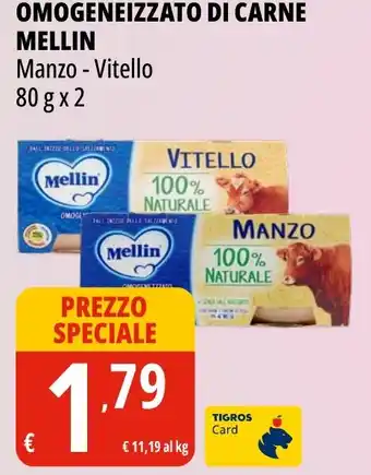 Tigros Omogeneizzato di carne MELLIN offerta