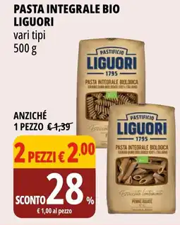 Tigros Pasta integrale bio LIGUORI offerta