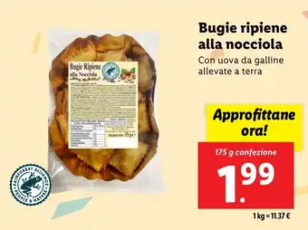 Lidl Bugie ripiene alla nocciola offerta