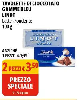 Tigros Tavolette di cioccolato gamme bleu LINDT offerta