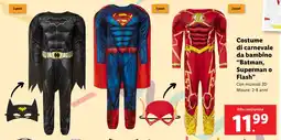 Lidl Costume di carnevale da bambino "Batman, Superman o Flash" offerta