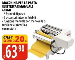 Tigros Macchina per la pasta elettrica e manuale GIRMI offerta