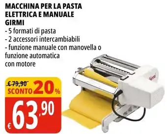 Tigros Macchina per la pasta elettrica e manuale GIRMI offerta