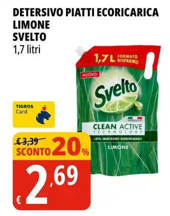 Tigros Detersivo piatti ecoricarica limone SVELTO offerta