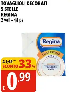 Tigros Tovaglioli decorati 5 stelle REGINA offerta