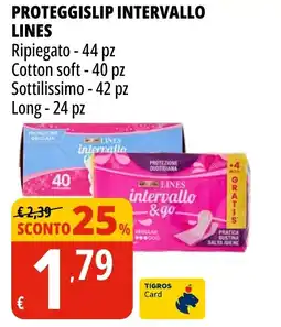 Tigros Proteggislip intervallo LINES offerta