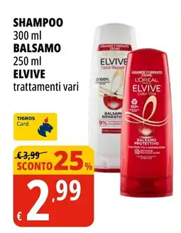 Tigros Shampoo, balsamo ELVIVE offerta