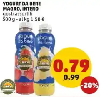 PENNY Yogurt da bere magro, intero gusti assortiti offerta