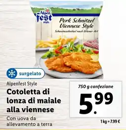 Lidl Alpenfest Style Cotoletta di lonza di maiale alla viennese offerta