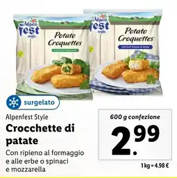 Lidl Alpenfest Style Crocchette di patate offerta