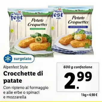 Lidl Alpenfest Style Crocchette di patate offerta