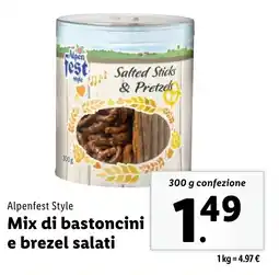 Lidl Alpenfest Style Mix di bastoncini e brezel salati offerta