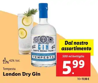 Lidl Tempesta London Dry Gin offerta