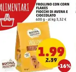 PENNY Frollino con corn flakes fiocchi di avena e cioccolato offerta