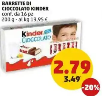 PENNY Barrette di cioccolato KINDER offerta