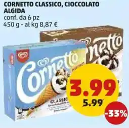 PENNY Cornetto classico, cioccolato ALGIDA offerta