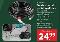 Lidl PARKSIDE Sonda sturatubi per idropulitrice offerta