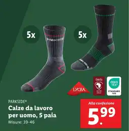 Lidl PARKSIDE Calze da lavoro per uomo, 5 paia offerta