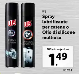 Lidl W5 Spray lubrificante per catene o Olio di silicone multiuso offerta