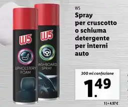 Lidl W5 Spray per cruscotto o schiuma detergente per interni auto offerta