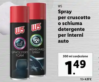 Lidl W5 Spray per cruscotto o schiuma detergente per interni auto offerta