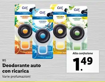 Lidl W5 Deodorante auto con ricarica offerta