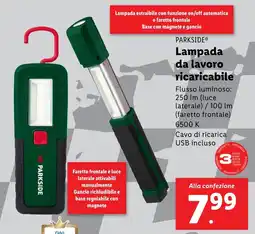 Lidl PARKSIDE Lampada da lavoro ricaricabile offerta