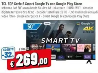 Famila 50p serie 6 smart google tv con google play store offerta